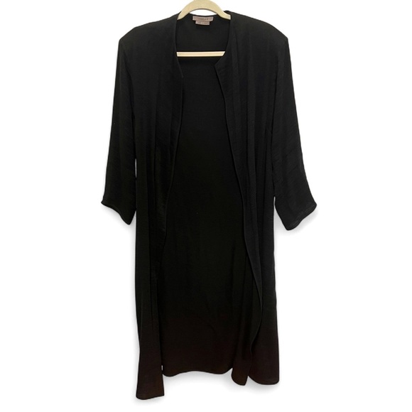 Vintage Jaegar linen blend open front duster sweater in black size 8 - Picture 1 of 11